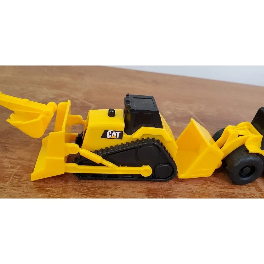 CAT Little Machines Toy Vehicle lot 4 Bulldoser Backhoe Digger Moving Parts 5